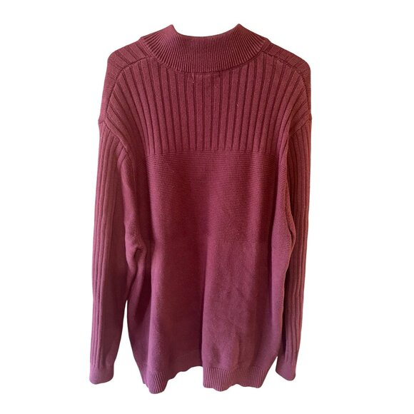 Frye & Co. Big Tall 2XL Plum Ribbed 1/4 Zip Pullover Heavy Knit Sweater Cotton - Picture 2 of 8